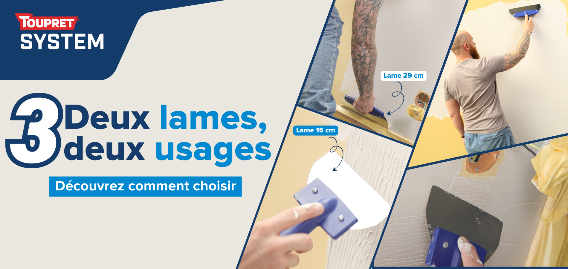 Lame à enduire : comment choisir la bonne lame inox TOUPRET SYSTEM (15 cm ou 29 cm) ?